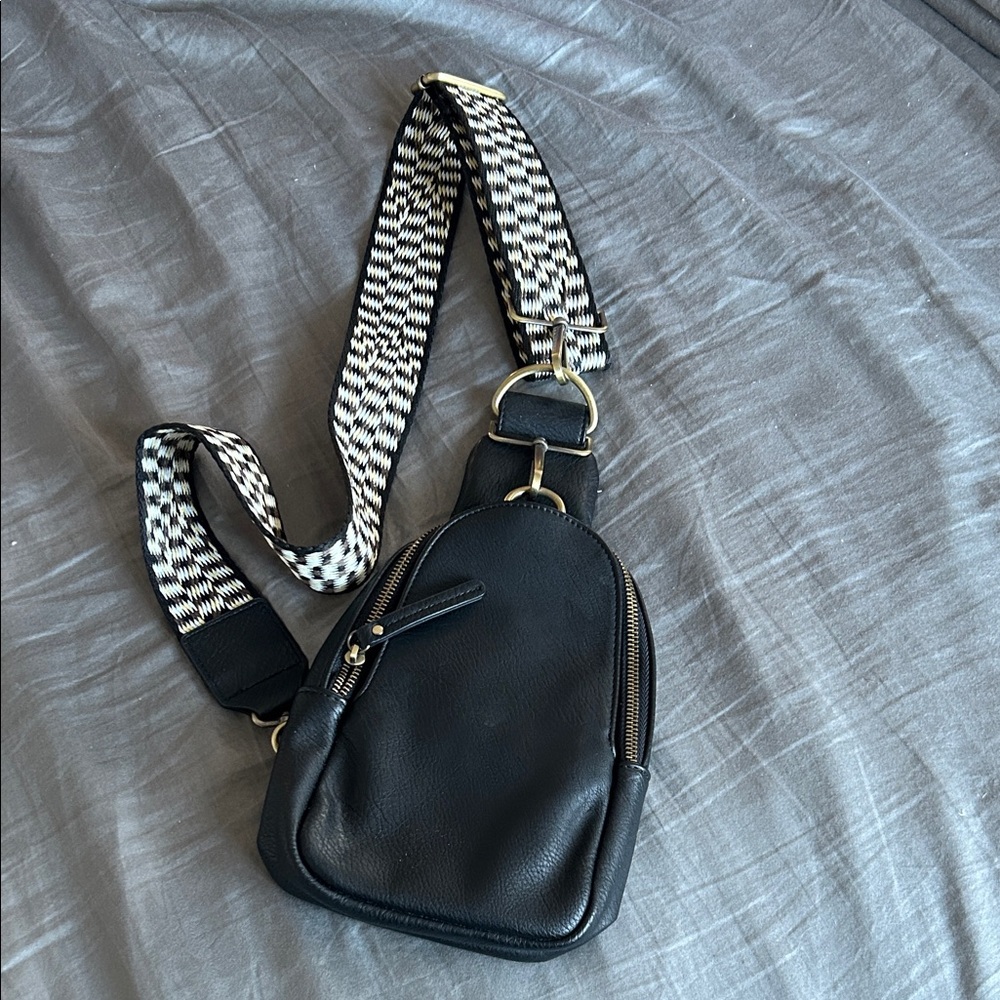 Anthropologie Liberty Sling Black Leather Crossbody Bag